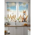 thumbnail image 3 of Sheer Curtains 63 inches Long 2 Panels Set Wheat Ear Fox Fall Thanksgiving Daisy Sky Animal Tiers Sheers Rod Pocket Small Window Short Curtains for Kitchen Cafe, Each 52" W x 63" L, 3 of 7