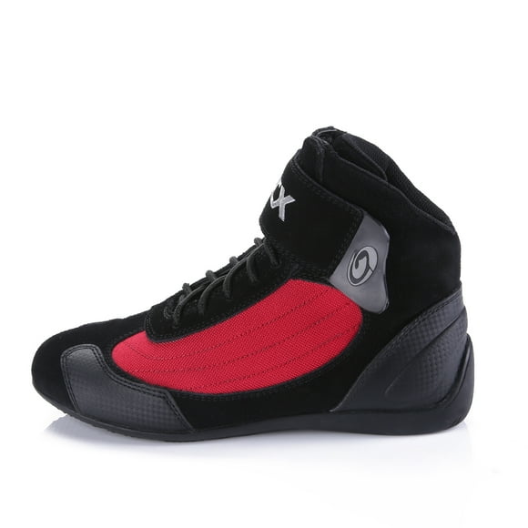Botas de moto transpirables para todas las estaciones - Zapatillas de ciclismo de moto unisex,Rojo,43