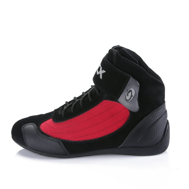 Botas de moto transpirables para todas las estaciones - Zapatillas de ciclismo de moto unisex,Rojo,43