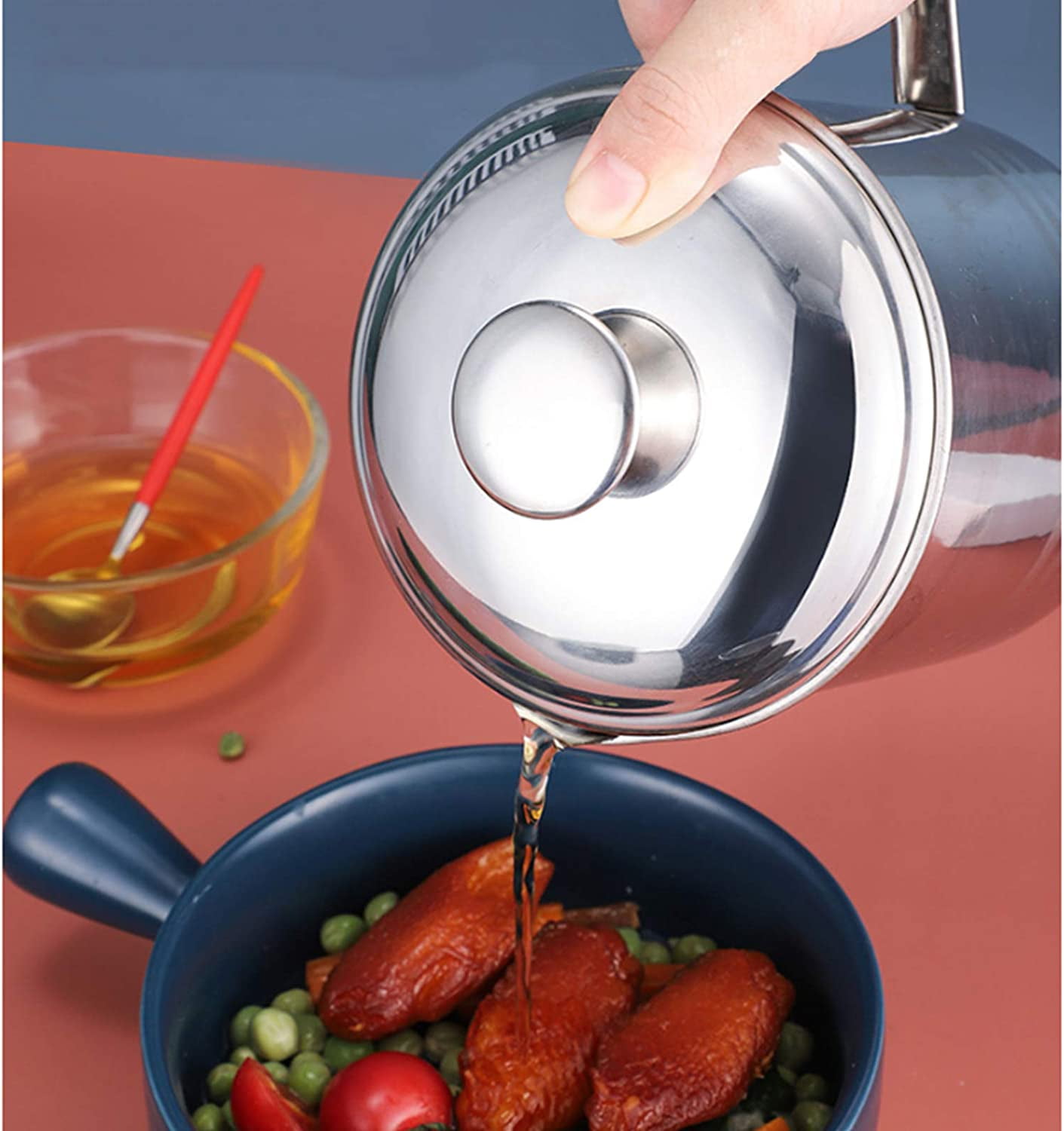 Bacon Grease Container Kitchen Oil Container Can with Strainer for