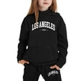 thumbnail image 5 of Kids Toddler Sweatsuit 2PC Long Sleeve Letter Printing Black Basic Hoodie Leggings Pants Fall Clothes Girls Jogger Set 2T, 5 of 5