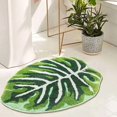 thumbnail image 2 of LILIANG Boho Bath Mat Green Leaf Mat Palm Shaped Super Absorbent Bathroom Rugs Non Slip, 2 of 11