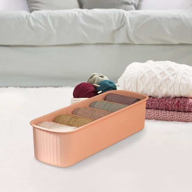 5-Compartment Plastic Drawer Organizer for Socks Underwear Ties, Closet Storage Box, 1-Pack