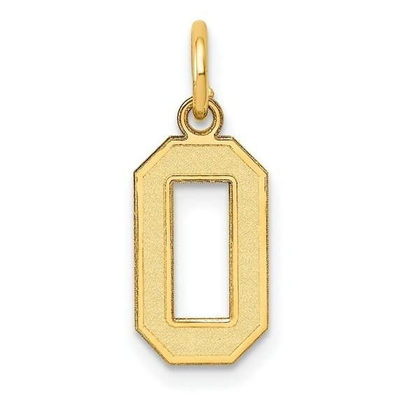 Auriga Fine Jewelry 14K Yellow Gold Satin Number 0 Charm for Women (L - 14.34 mm, W - 7.11 mm)