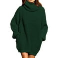 thumbnail image 2 of PMVFHDE Women Autumn Winter Fashionable Long Sleeve Turtleneck Pocket Midi Dress Loose&nbsp;Winter Outfits For Women&nbsp;Cozy And Warm Pullover Sweater Green,M, 2 of 4