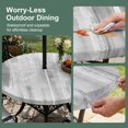 thumbnail image 5 of Round Outdoor Tablecloth with Umbrella Hole and Zipper, Light Gray Ombre Tablecloth with Elastic Waterproof, Modern Abstract Art Oil Painting Patio Table Covers for 55" - 60" Picnic Pool Tables, 5 of 9