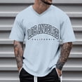 thumbnail image 2 of NinXxx Men's Oversized City Print Crew Neck Loose Casual Sports Tee Light Blue S, 2 of 4