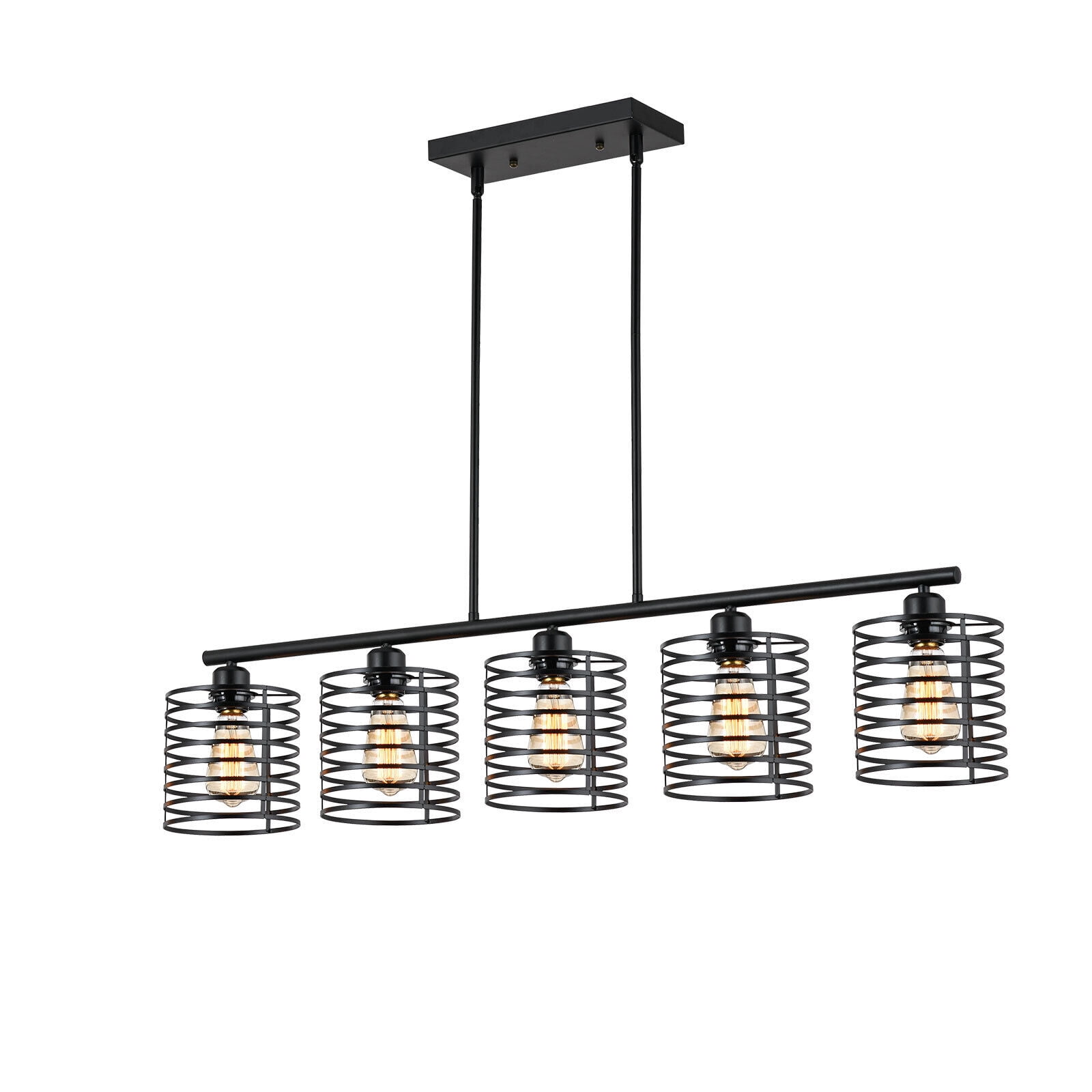 Miumaeov 5-Head Industrial Ceiling Light Dining Room Pendant Lamp Kitchen Island Hanging Fixture E26