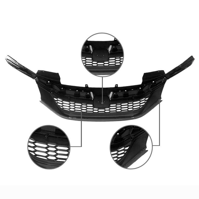 Front Bumper Lower Mesh Grille For 2016-2017 Honda Accord - Black With Chrome Trim, Replaces HO1036126