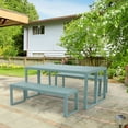 thumbnail image 6 of Aoodor 3-Piece Outdoor Patio Dining Set, Aluminum Furniture Set with 1 Rectangular Picnic Table and 2 Benches for Garden, Lawn, Yard, 6 of 9