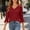 Wine, variant on Odbmxy V-Neck Women's Tops Fall Peplum 3/4 Sleeve Women Blouses Regular Ruffles Casual Plain Business Tops