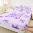 thumbnail image 3 of Castle Fairy Monogrammed Letter 4-Piece King Kawaii Bowknot Dreamy Princess Breathable Bed Sheets, 3 of 7
