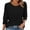 Black, variant on Womens 3/4 Sleeve Button Front Blouse Round Neck Casual Top Plus Size Comfortable Spring Summer Beach Outfit Essential M Size Light Violet