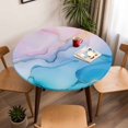 thumbnail image 5 of Pink Blue Marble Elastic Fitted Round Table Cover Modern Abstract Art Waterproof Outdoor Tablecloth for Holiday Party, Picnic, Patio & Dining Fits Tables Up to 55"-60", 5 of 8