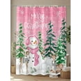 thumbnail image 4 of Merry Christmas Shower Curtain Set ，Waterproof Fabric Shower Curtains Pink Snowman Christmas Tree Deer Snowflake Shower Curtains for Bathroom,Bathroom Decor 54x"78", 4 of 6