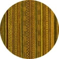 thumbnail image 1 of Ahgly Company Machine Washable Indoor Round Oriental Yellow Modern Area Rugs, 7' Round, 1 of 4