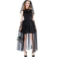 thumbnail image 5 of FYEGRE Gothic Undead Bride Wedding Dress Elegant Halloween Scary Outfit For Women Black XL, 5 of 8