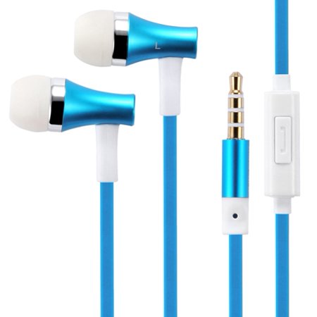 Blue Earbuds Handsfree Earphones Mic Dual Metal Headphones Headset Z8P for ZTE Avid 916, Axon 7