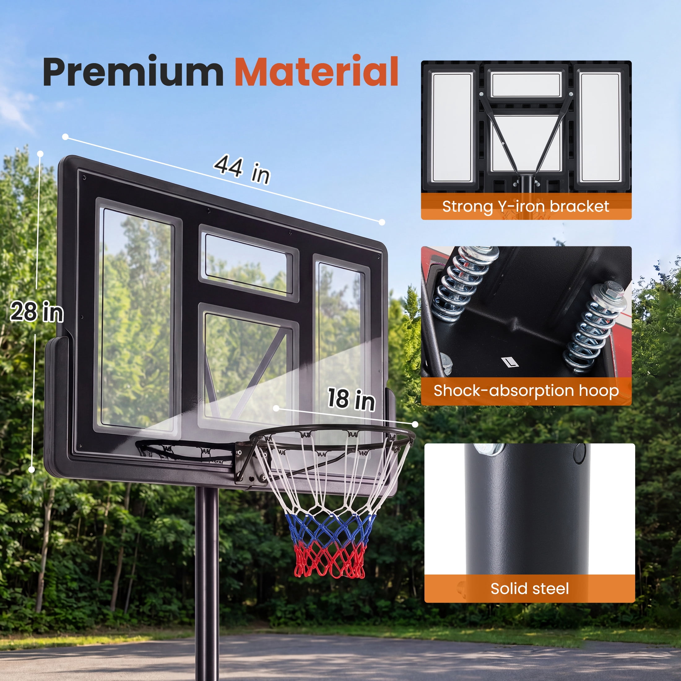 SHOUFTW 10 ft Basketball Hoop, Adjustable Portable System for Kids Youth & Adults, Indoor Outdoor Training Practice with Sturdy Stand, Black
