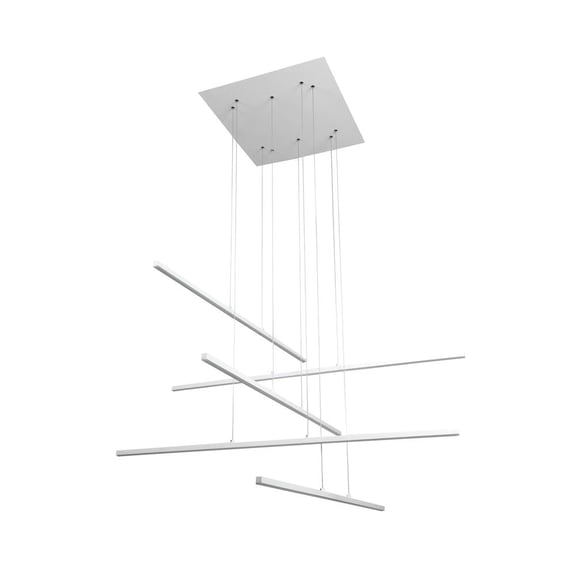 Bethel International LED Chandelier Matte White Metal & Crystal