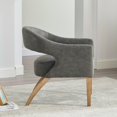 thumbnail image 3 of Hassch PU Upholstered Barrel Chair with Open Back Design and Weathered Wood Legs, Comfy Accent Chair for Dining Room, Café, Club & Home (Gray), 3 of 8
