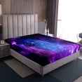 thumbnail image 4 of Purple Galaxy Bedding Set Full Teens Starry Sky Fitted Sheet Space Universe Star Design,Soft Breathable Microfiber Flat Sheet Home Decorative 4 Pcs Bedding Decor Set 2 Pillow Cases, 4 of 5