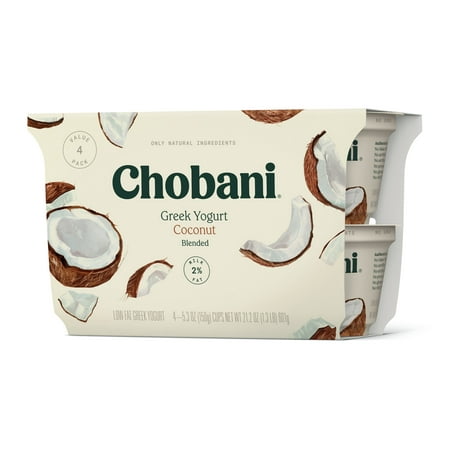 Chobani 2% Greek Yogurt, Coconut Blended 5.3 oz, 4 Count