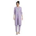 thumbnail image 3 of Lands' End Women's Cozy 3 Piece Pajama Set - Robe Top and Pants, 3 of 3
