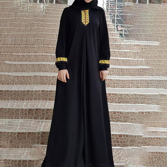 CENL Women Plain Muslim Dresses Abaya Prayer Maxi Dress Kaftan Ladies Arab Robe