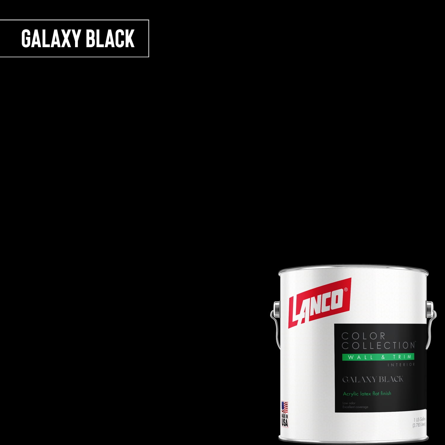 Lanco Color Collection Flat Interior Wall & Trim Paint, Galaxy Black , 1 gallon