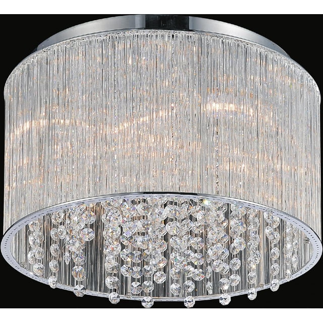 6 Light Drum Shade Flush Mount with Chrome finish