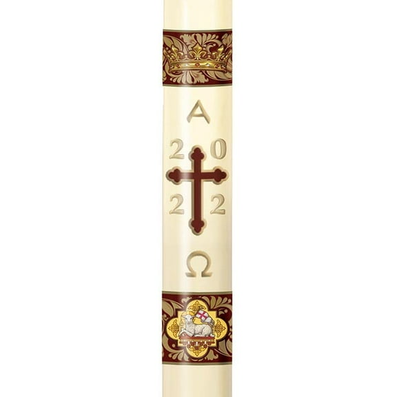 CB Church Supply Candle Will and Baumer - Divine Light Handcrafted Agnus Dei Paschal Candle with Beeswax Core, 2 x 36-Inch, No 4 Special