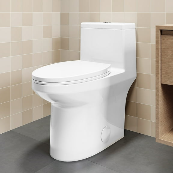 SOTOMO Elongated ADA Compliant One Piece Toilet, 17.2" Comfort Seat Height, 1.1/1.6 GPF Dual Flush, MAP 1000g, Soft-Close & Quick Release Seat, 12" Rough-In, Fully Skirted Toilet for Bathroom