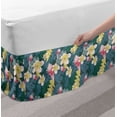 thumbnail image 2 of Tropical Bed Skirt, Jungle Blossoms Monstera Hibiscus Essence Rainforest, Elastic Bedskirt Dust Ruffle Wrap Around for Bedding Decor, 4 Sizes, Slate Blue Multicolor, by Ambesonne, 2 of 2