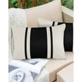 thumbnail image 2 of Outdoor Waterproof Throw Pillow Covers Set of 2 Black Stripe Lines Decorative Pillowcases Lumbar Outdoor Pillows Cushion Case 20x12 Inch Linen Striped Patio Pillows for Couch Sofa Bed Garden, 2 of 9