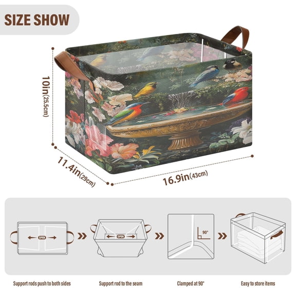 BZSMCE Collapsible Fabric Cube Storage Bins Colorful Birds Pattern Design Pattern Storage Box