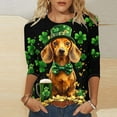 thumbnail image 2 of Goodeals Womens St Pattys Day T Shirt Green Funny Leprechaun Hat Shirts 3/4 Length Sleeve Tops Lucky Irish Shamrock Graphic Tees Top Round Neck Blouse(Green,M), 2 of 5