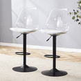 thumbnail image 6 of Hi loPres Set of 2 Modern Adjustable Swivel Bar Stools, Clear Backrest with Black Metal Base Counter Height Kitchen Island Chairs, 6 of 7