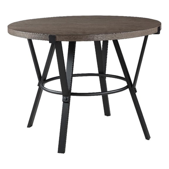 Rowl Counter Height Table- 48 Inch Brown Round Wood Top- Metal Legs