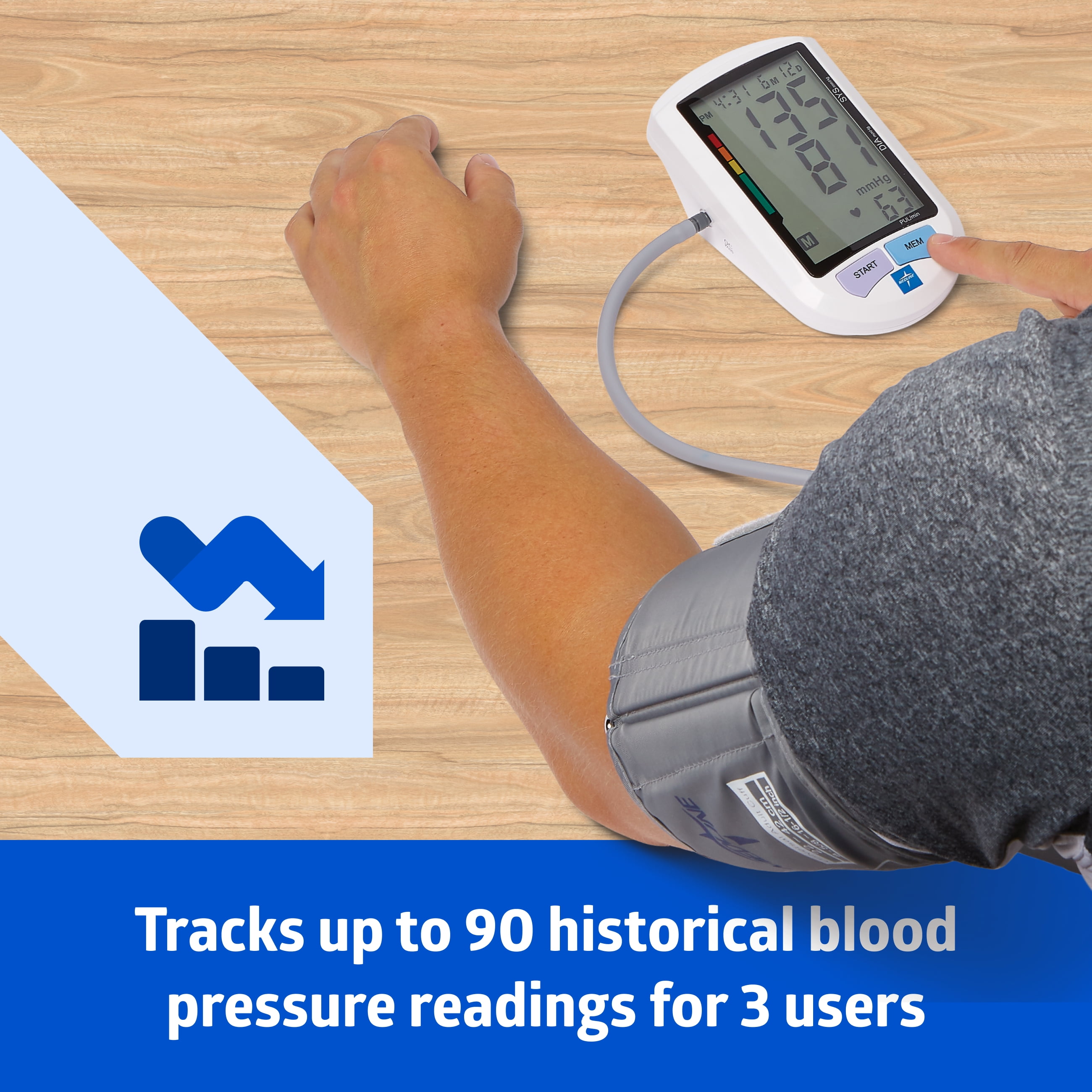 Medline Elite Automatic Digital Blood Pressure Monitor, Standard Adult Cuff