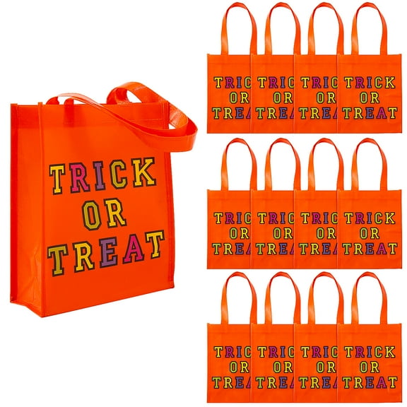 9" x 11" Medium Halloween Trick-or-Treat Nonwoven Shopper Tote Bags - 12 Piece