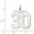 thumbnail image 2 of 925 Sterling Silver Large Satin Number 30 Charm Pendant, 2 of 7