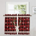 thumbnail image 3 of Innerwin Christmas Thermal Insulated Kitchen Valance Cafe Tier Scarf Xmas Short Window Curtain Rod Pocket Half Window Drapes Slot Top Curtain Panel Style-J 1pc-Top Valance: W:18''x H:54'', 3 of 6