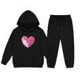 thumbnail image 5 of Bpmpbo Big Kids Girls‘ Tracksuit - Heart Print Hoodie and Joggers 2-Piece Set Long Sleeve with Pocket and Drawstring Pants, 5 of 5
