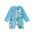 thumbnail image 3 of 2 Piece Bathing Suits for Boys Cute Printed Long Sleeve Swimsuit with Swim Cap Summer Boys Swimwear Size 0-5, 3 of 5