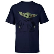 Star Wars The Mandalorian The Child Illustration - Short Sleeve T-Shirt for Kids - Customized-Navy