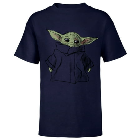 Star Wars The Mandalorian The Child Illustration - Short Sleeve T-Shirt for Kids - Customized-Navy
