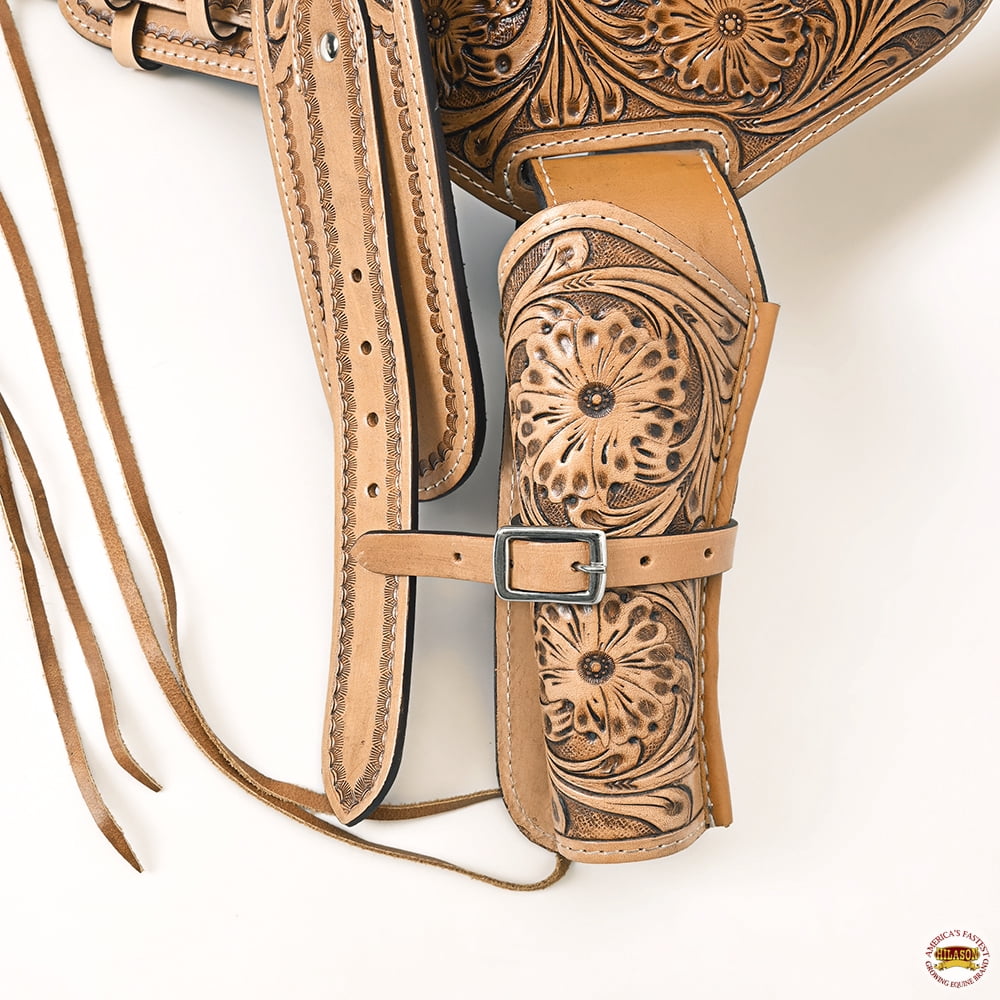 36 In Hilason Double Caliber 44/45 Leather Western Cowboy Gun Rig Holster
