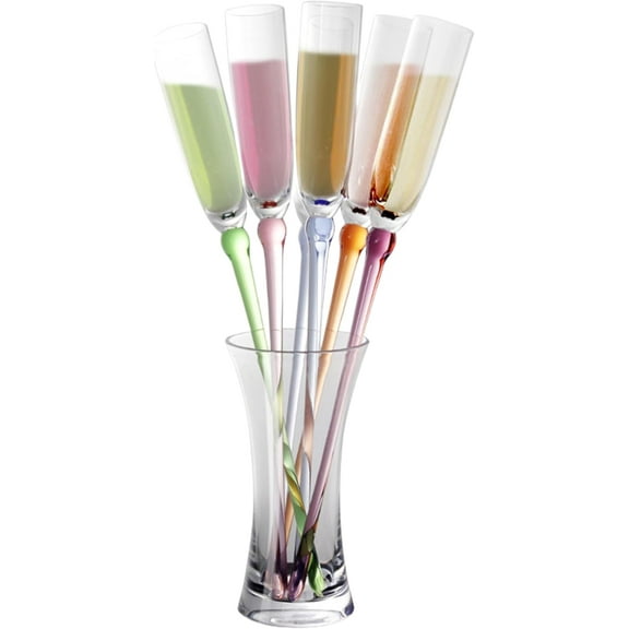 Acrylic Champagne Flutes Wine Glasses: 6Pcs Unbreakable Champagne Glasses with Acrylic Base, Cocktail Drinking Cup for Wedding, Birthday, Summer Beach Party Favor