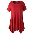 thumbnail image 2 of yoeyez Tunic Tops to Wear with Leggings - Summer Womens Basic Short Sleeve Long Tunics Solid Color Irregular Hem Shirts, 2 of 5